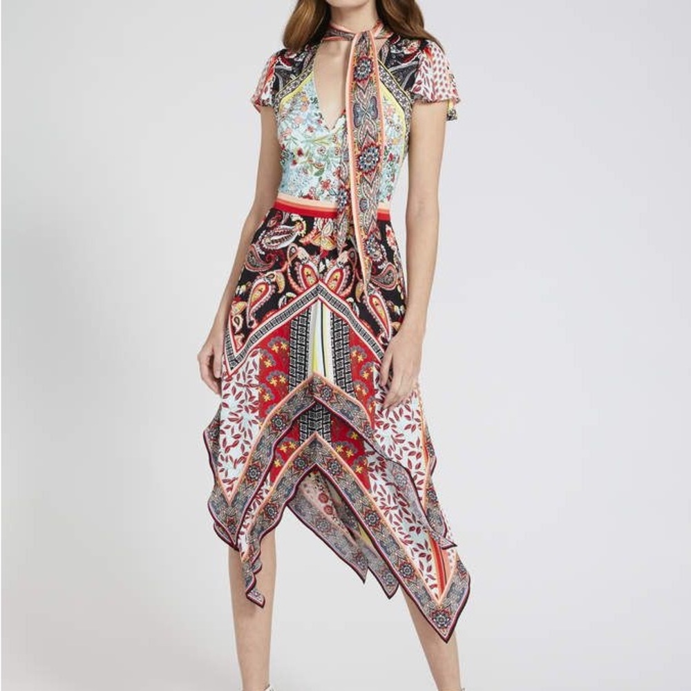 Alice + Olivia Multicolor Paisley Handkerchief Midi Dress